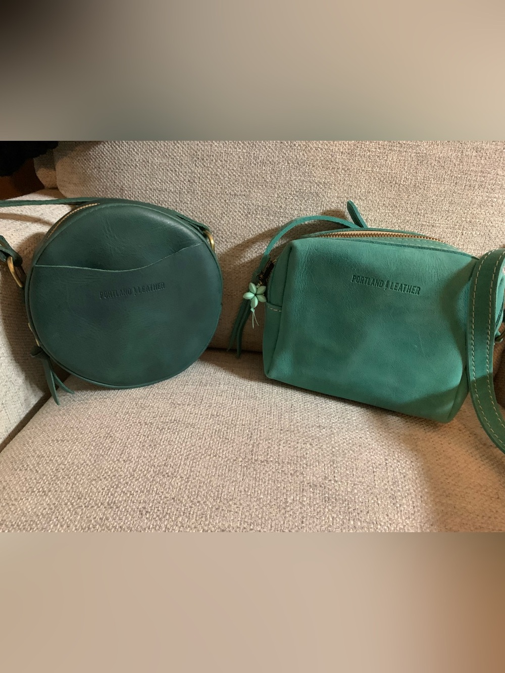 Portland Leather Small Circle Crossbody in the Color: SURF - Picture 11 of 11